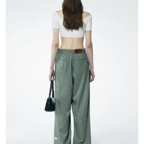 스컬프터 체크 핀턱 팬츠 그린 check pin tuck pants