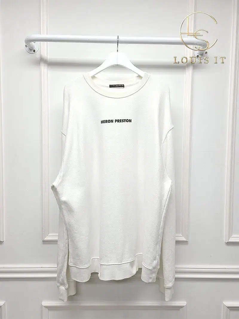 [L] Heron Preston White Embroidered Logo Sweater