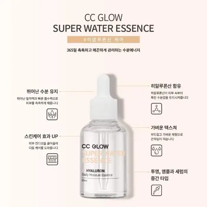 씨씨글로우 슈퍼 워터 에센스 50ml 스킨관리에센스 지친 피부 수분 가득