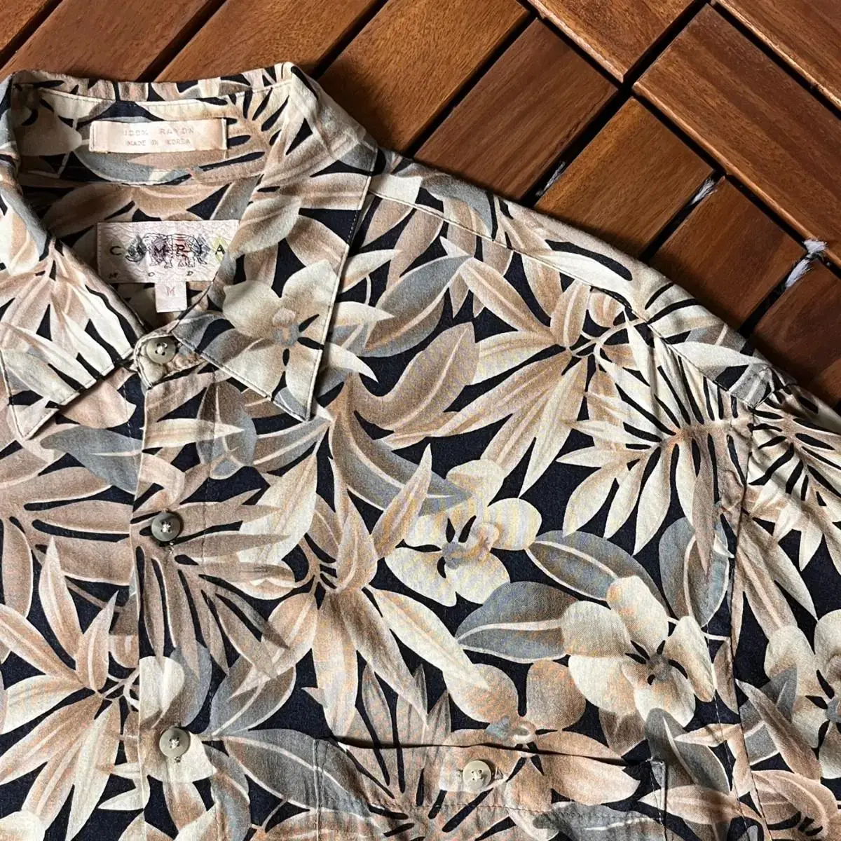 [M]90's Campia flower pattern rayon Hawaiian shirt in rayon