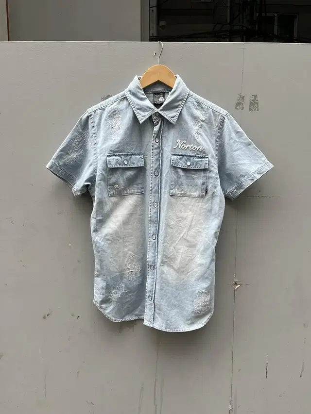 vintage norton short sleeve snap denim