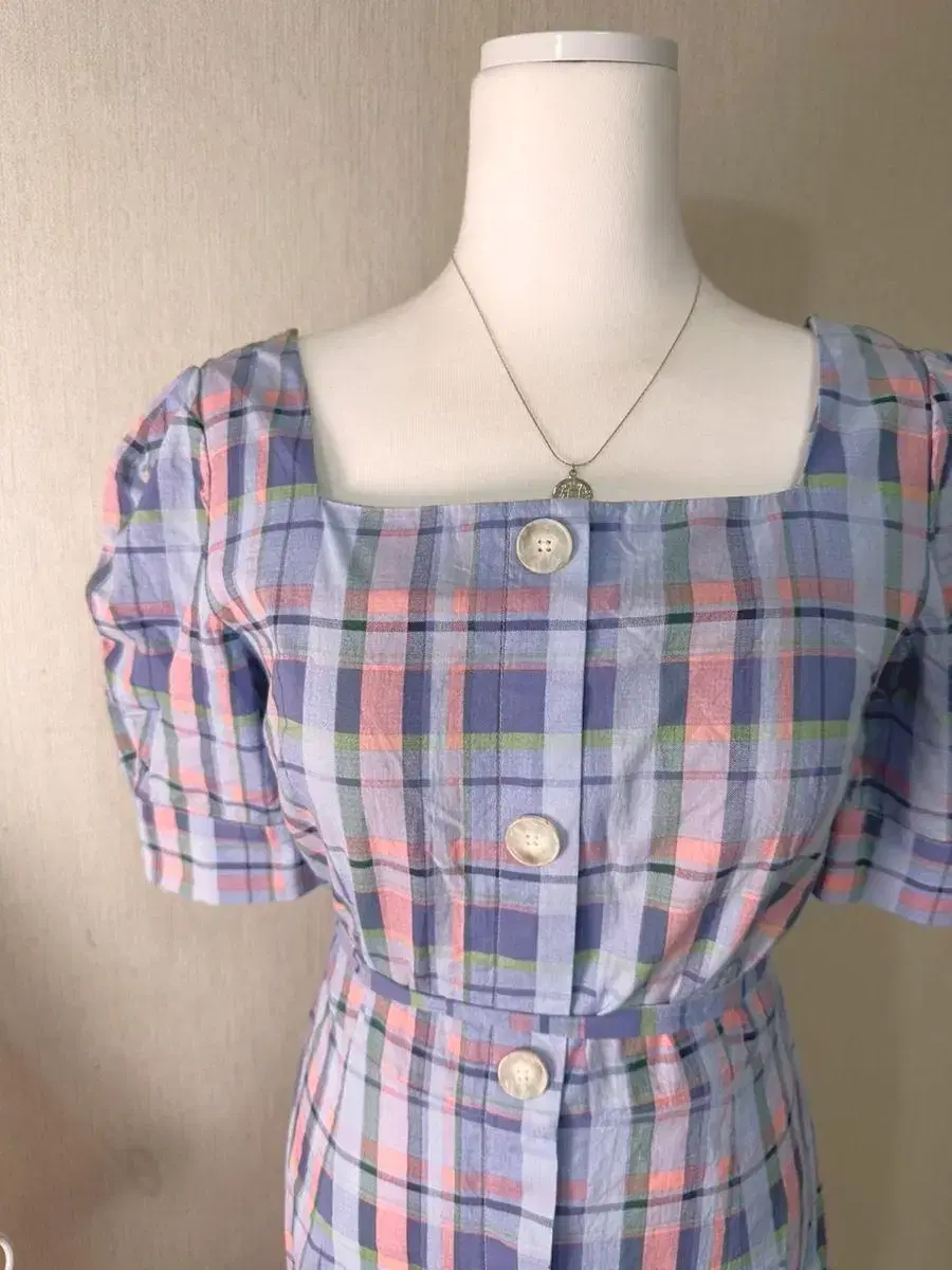 Vintage [Plastic Island] Pastel check ops Vintage ONEPIECE