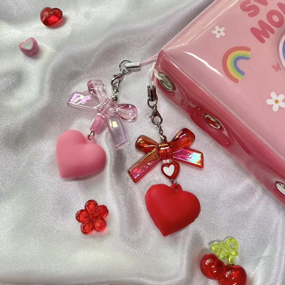 Beaded keyring Chubby heart keyring