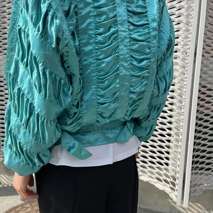 vintage emerald green shirring bomber