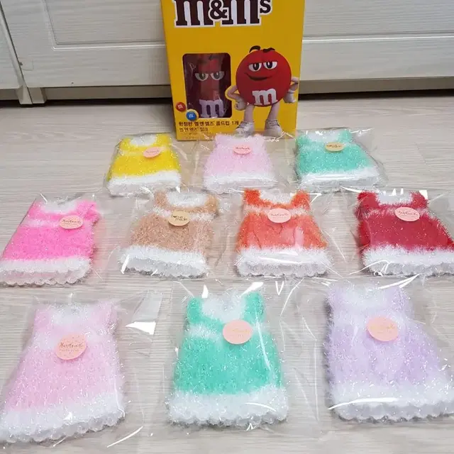 (미사용)너무 너무예쁜 m&m's콜드컵 +원피스 수세미 10장