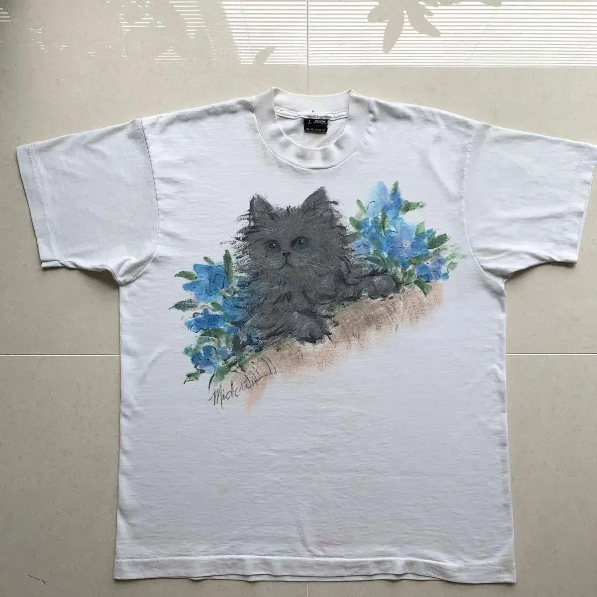 90s Vintage Cat Painting T-Shirt