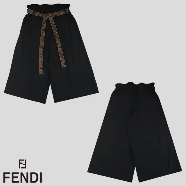 FENDI 펜디 블랙 브라운 주카패턴 벨티드 밴딩 레이온 나일론 져지 버