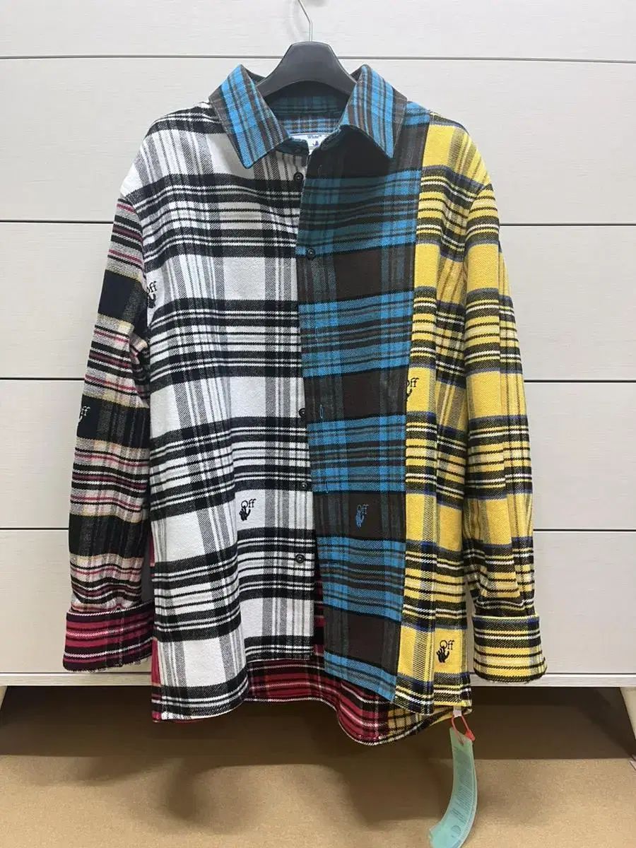 Off-white flannel shirt jacket