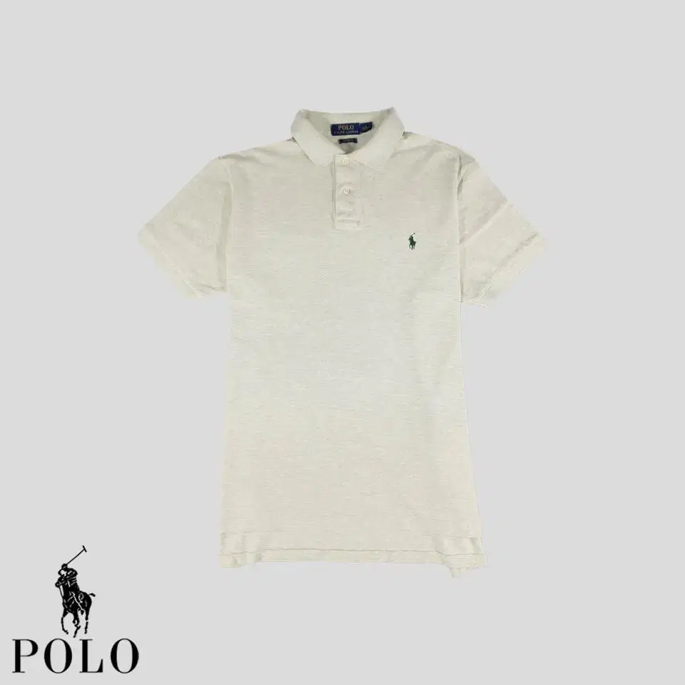 Polo Ralph Lauren Ivory Green Pony Custom Fit PK Pique Cara Neck Short Sleeve T-Shirt