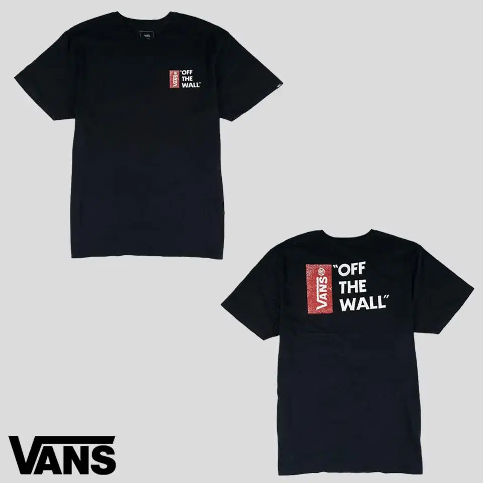 VANS 반스 블랙 빅로고프린팅 커스텀핏 코튼 반팔 티셔츠  SIZE L