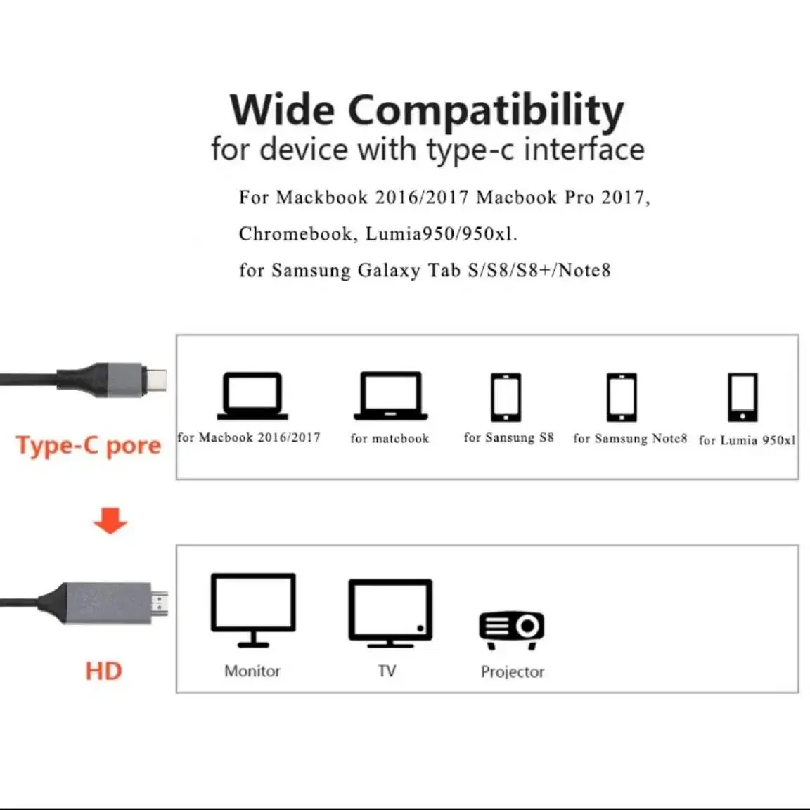 4K  1080p  USB 3.1유형 C-hdmi 호환 아답터 케이블 U