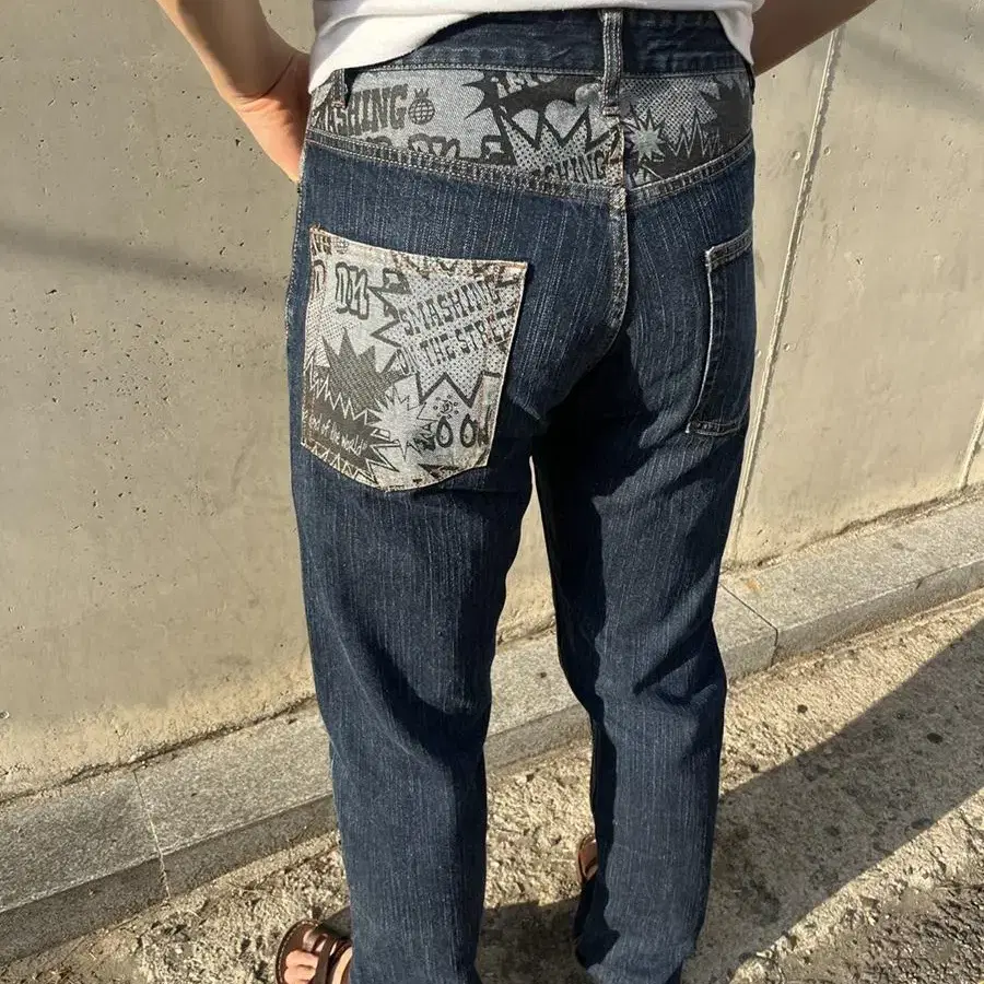 vintage smashing funky print denim pants