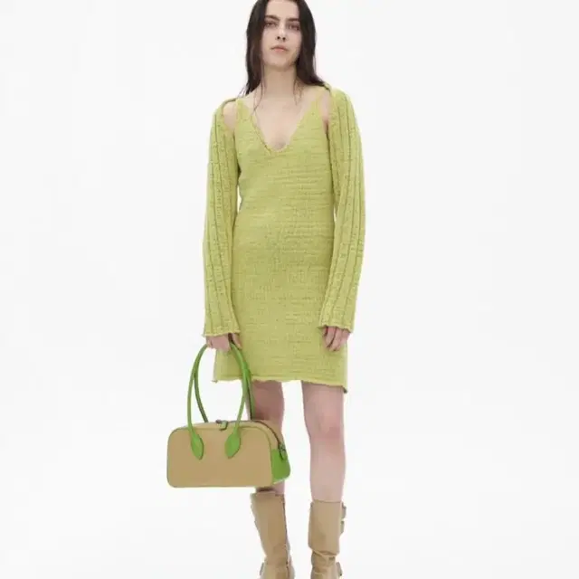 더오픈 cotton knit sleeveless dress, green