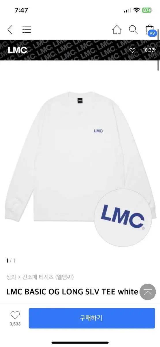 LMC BASIC OG LONG SLV TEE white