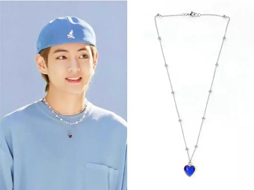 [BTS] bts bangtan v Taehyung Heart Silver Necklace Accessories Goods