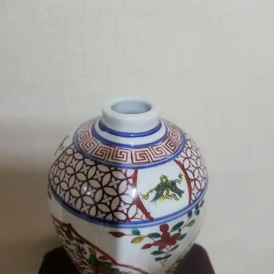 중국도자기,청화홍록채개광운용문매병,25.5cm