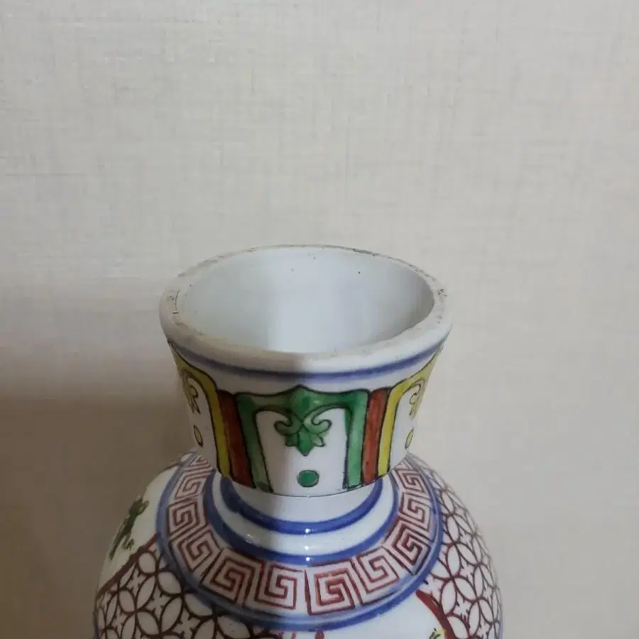 중국도자기,청화홍록채개광운용문매병,25.5cm