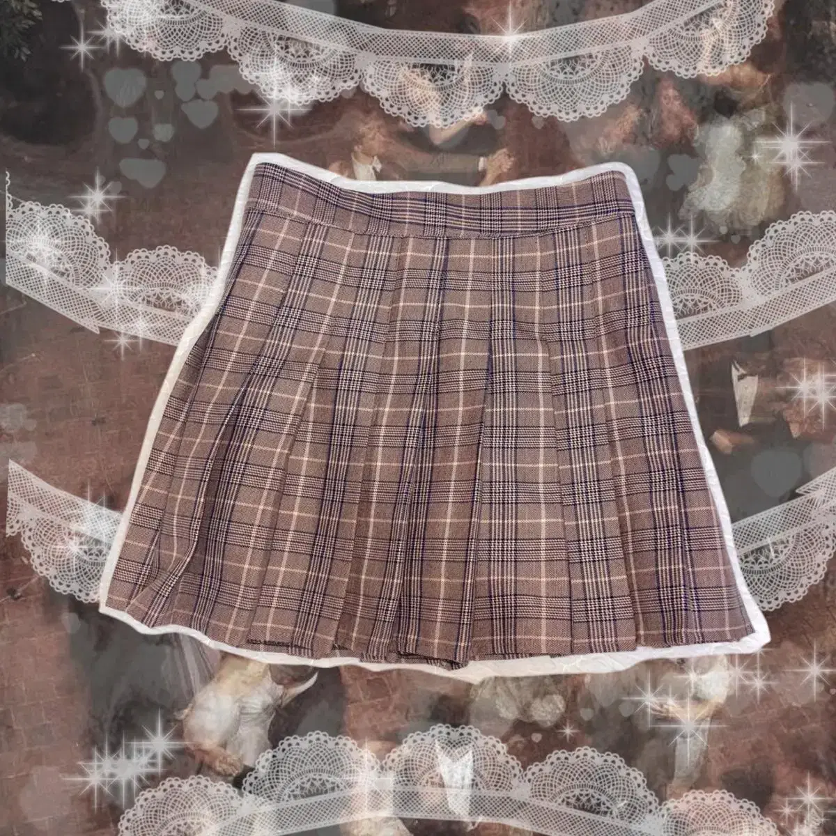 Vintage brown plaid miniskirt