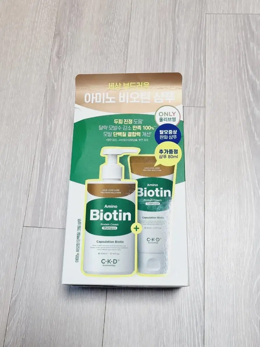 새제품)CKD 아미노 비오틴 단백질 크림 샴푸 300ml + 80ml