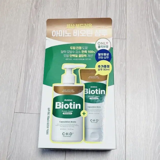 새제품)CKD 아미노 비오틴 단백질 크림 샴푸 300ml + 80ml