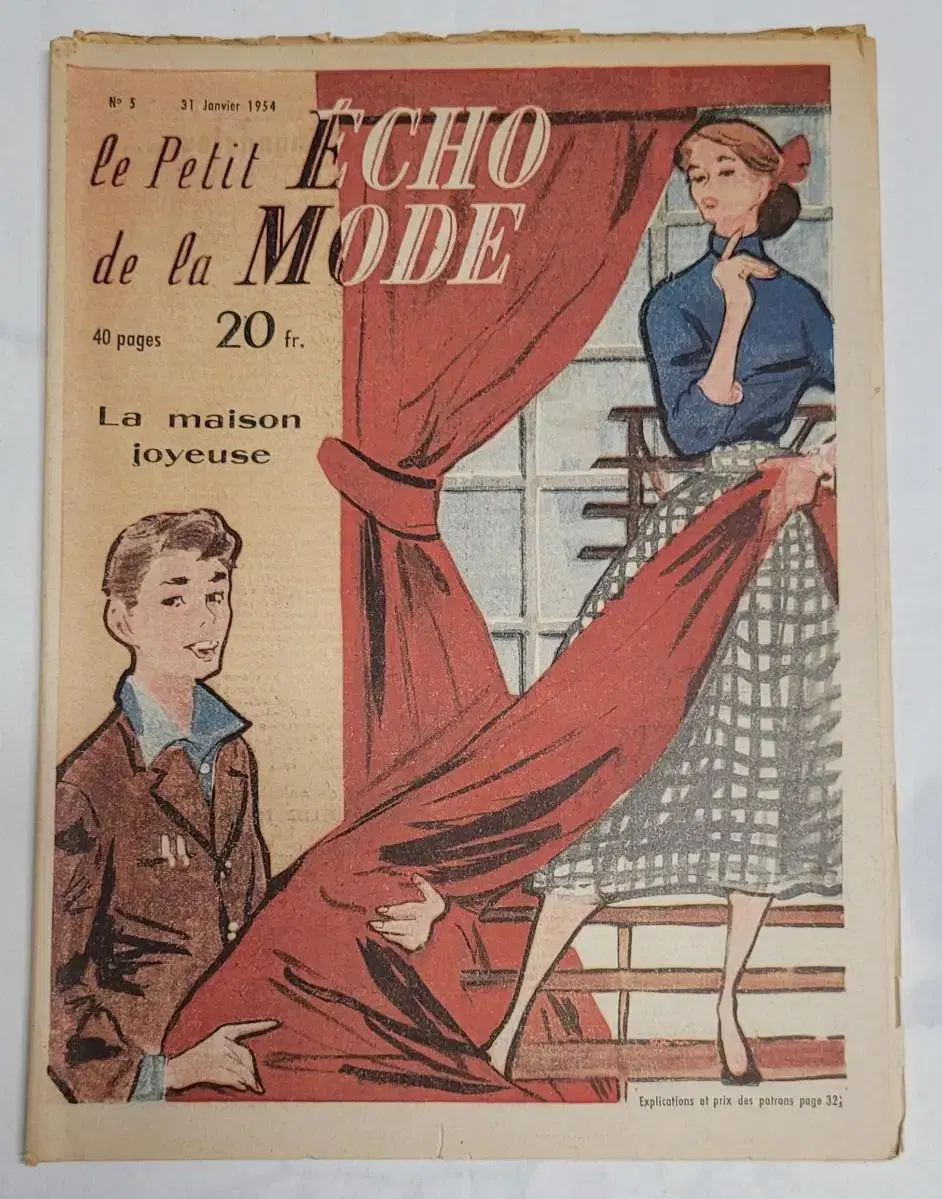 1954 French antique fashion magazine de la mode