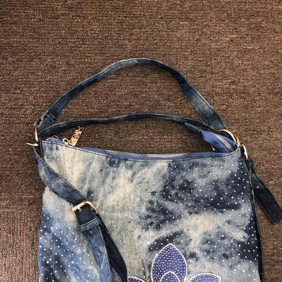 Vintage ASM denim tie die shoulder bag