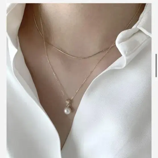 Avance 14k Classic Pearl Necklace 진주목걸