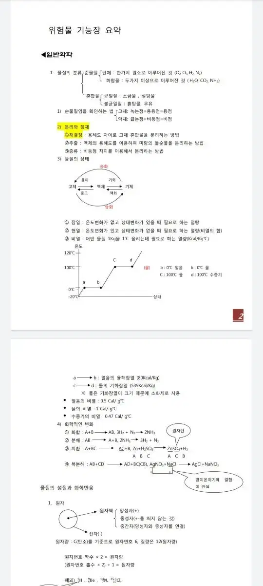 위험물기능장 필기핵심정리본 판매합니다