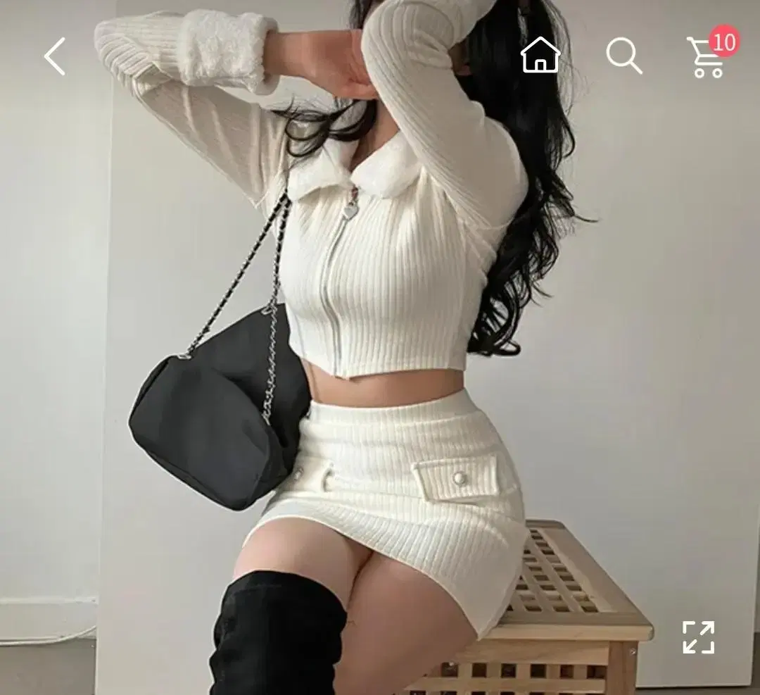 탄핵기념할인)밍크 카라 퍼 골지 투피스 새상품