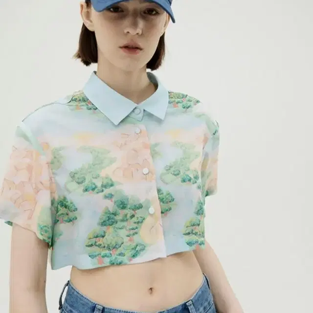 Gocori crop shirt / 고코리 크롭 셔츠