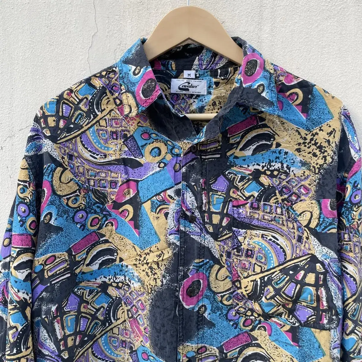 90s vintage silk abstract pattern shirts