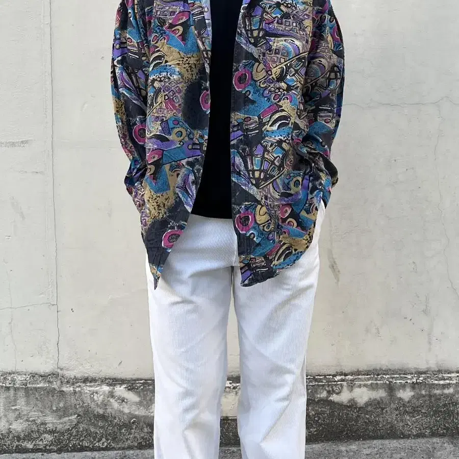 90s vintage silk abstract pattern shirts