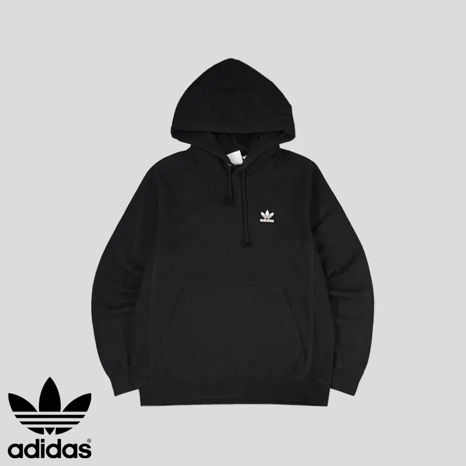 Adidas Pigment Black Heavy Cotton Cotton100 Trefoil Patch Raglan Hoodie