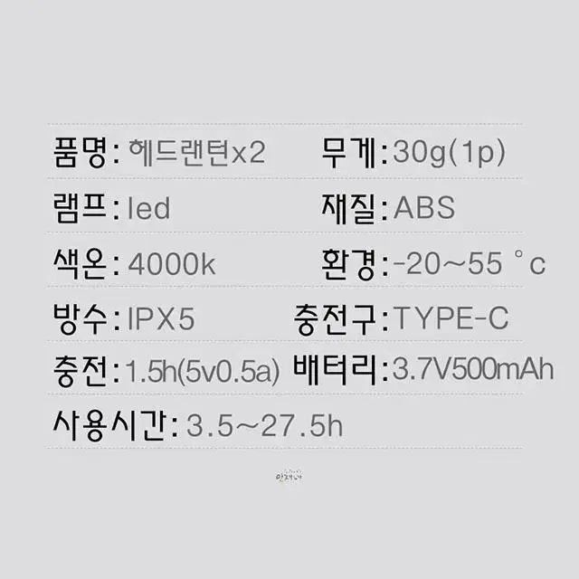 led 충전식 캡라이트 각도조절 캠핑 낚시 헤드랜턴1+1