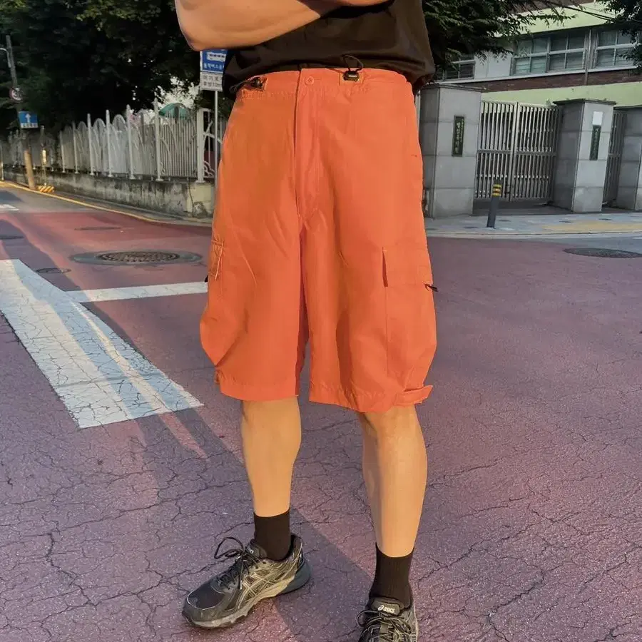 90s vintage ripstop orange cargo shorts