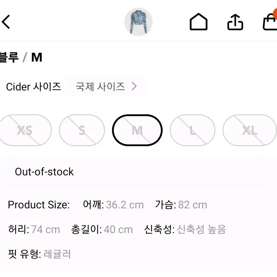 shopcider 샵사이다 매쉬 추상 패턴 컬러 크롭 블라우스 M