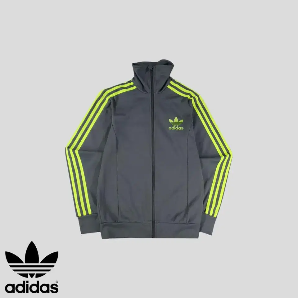 Adidas Grey Fluorescent Tri-Stripe Sideline Europa Tracktop Zip Hoodie SIZE