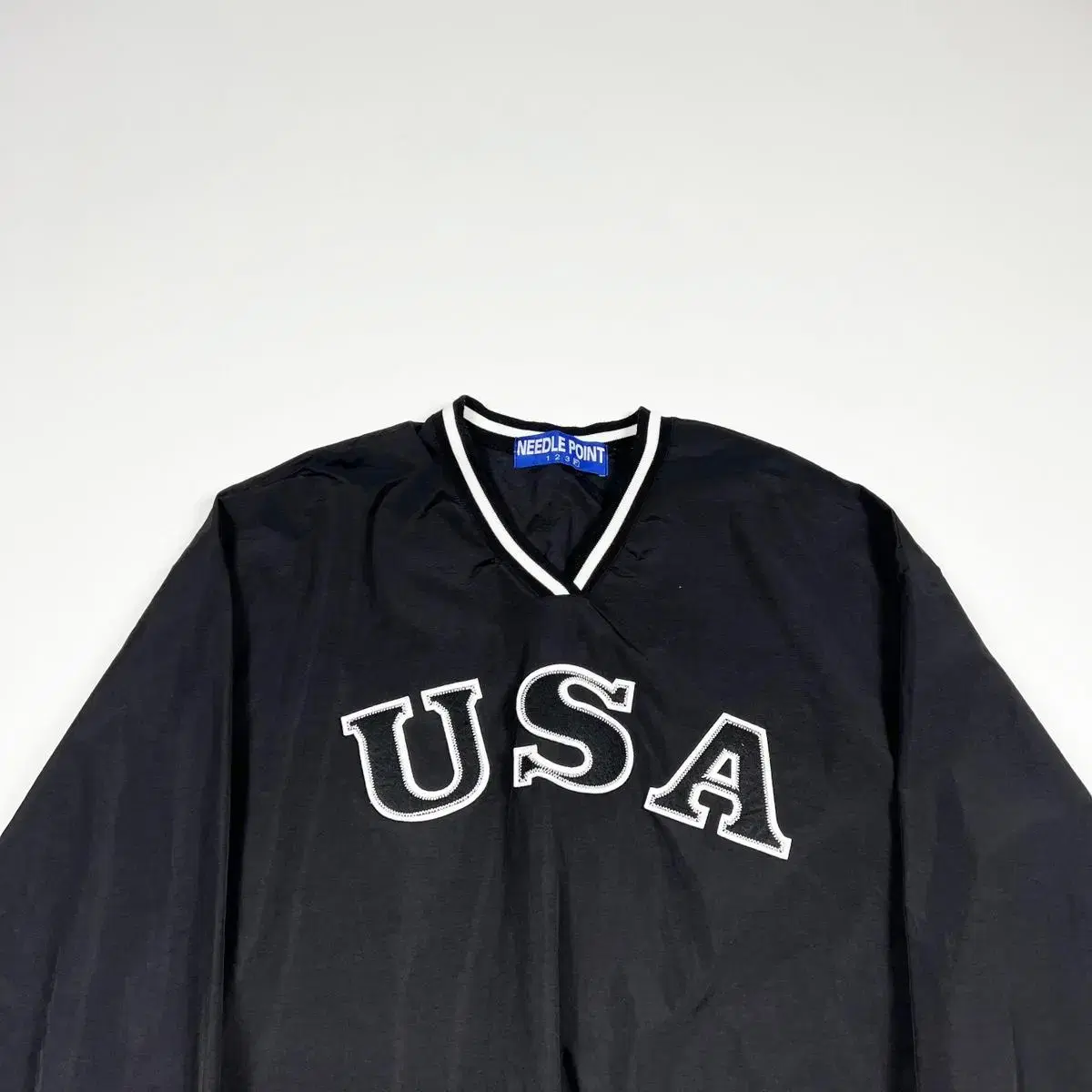 vtg 빈티지 USA 스펠아웃 브이넥 우븐 웜업 (L)