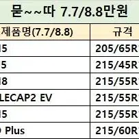 자동차 타이어 최저가 판매 (신품1년이내)