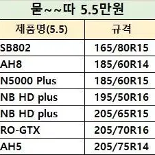 자동차 타이어 최저가 판매 (신품1년이내)