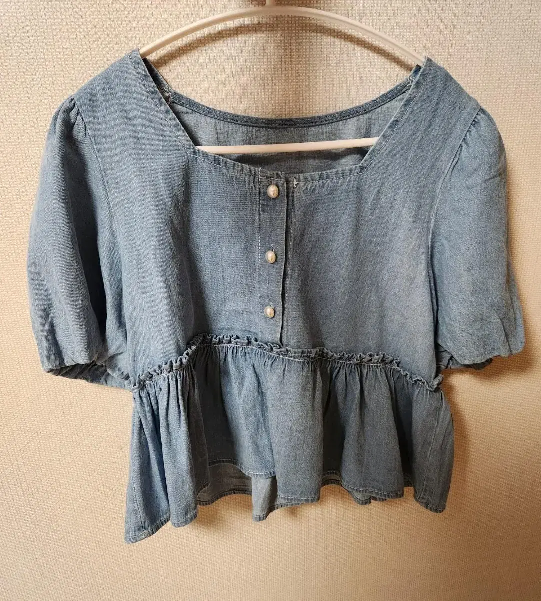 (New Product) Denim Pearl Blouse 55