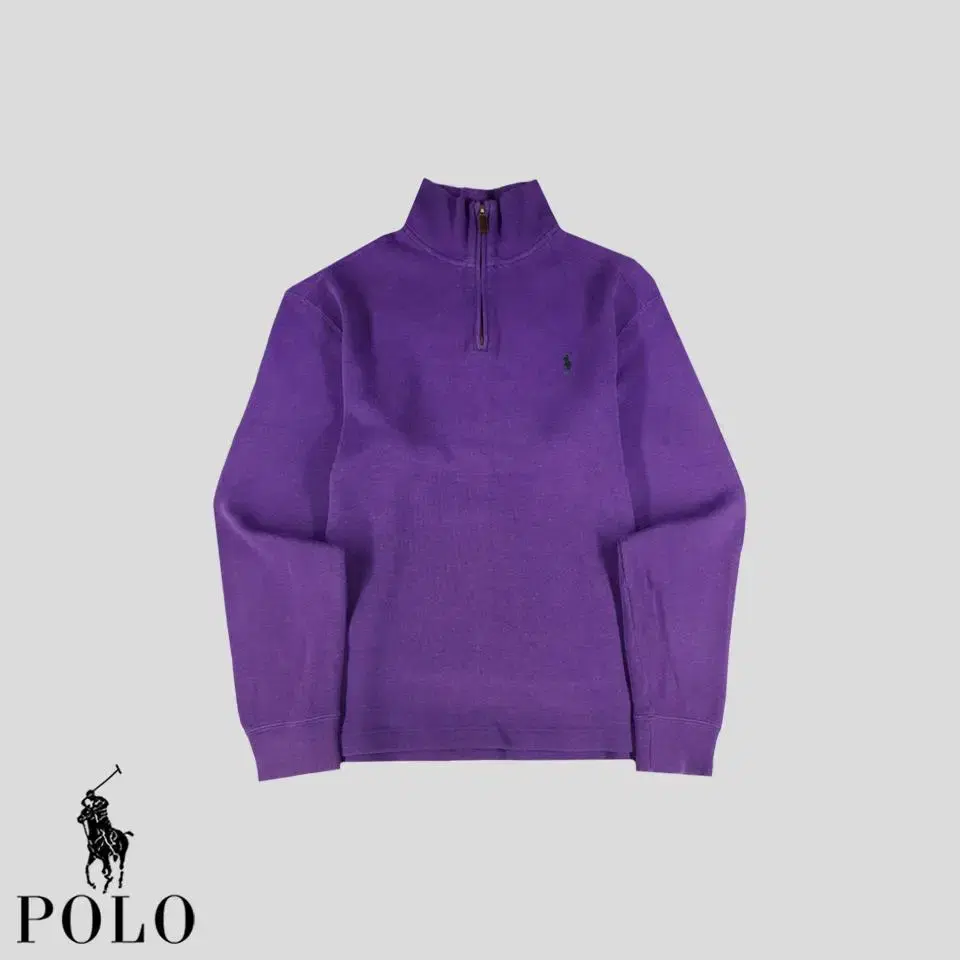 Polo Ralph Lauren Purple Green Pony Simple Cotton Half-Zip Half-Zip Long Sleeve T-Shirt Longsleeve