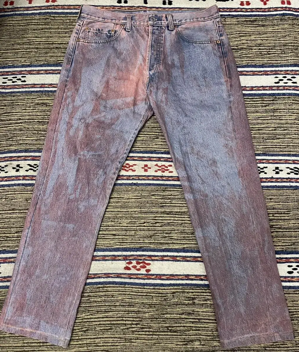 (31-32)00s USA Vintage Levi's Remake Painted Denim Jeans