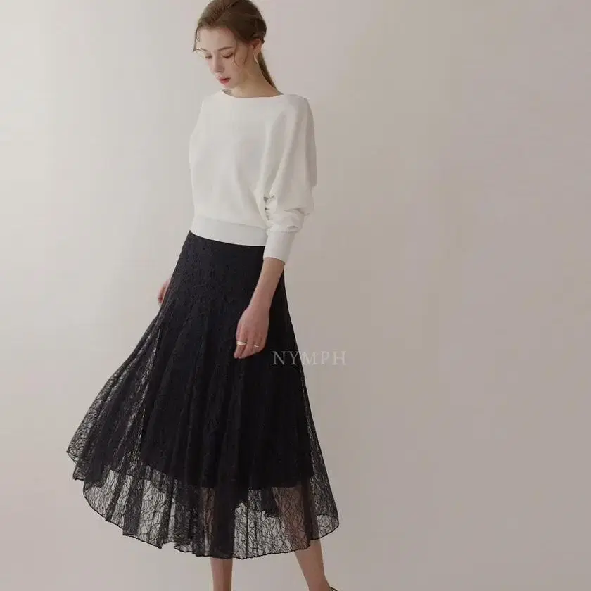 님프 top skirt 레이스 롱스커트