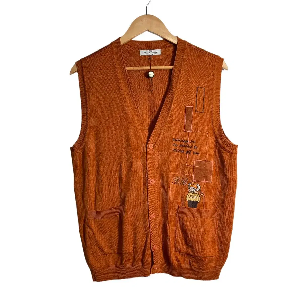 Balenciaga Knit Vest Cardigan L Vintage BB Orange Vest