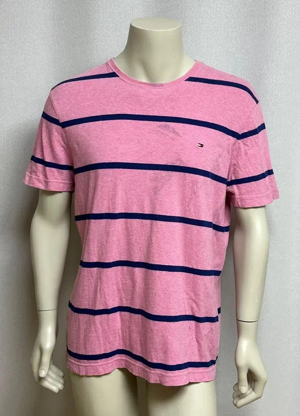 Tommy Hilfiger Striped Round Short-Sleeved T-Shirt (L) (WANWON SHOP)