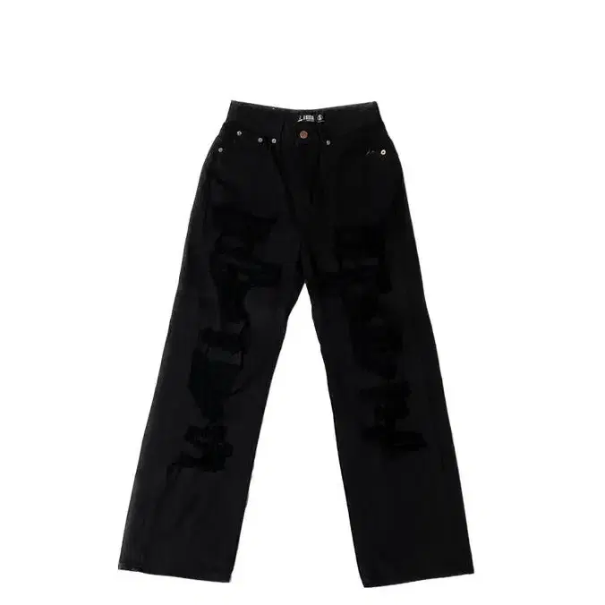 black damage cotton pants