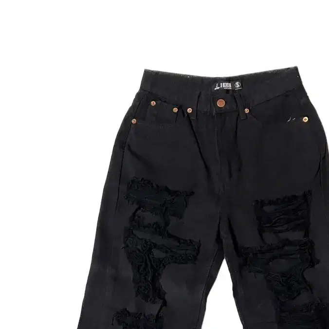 black damage cotton pants