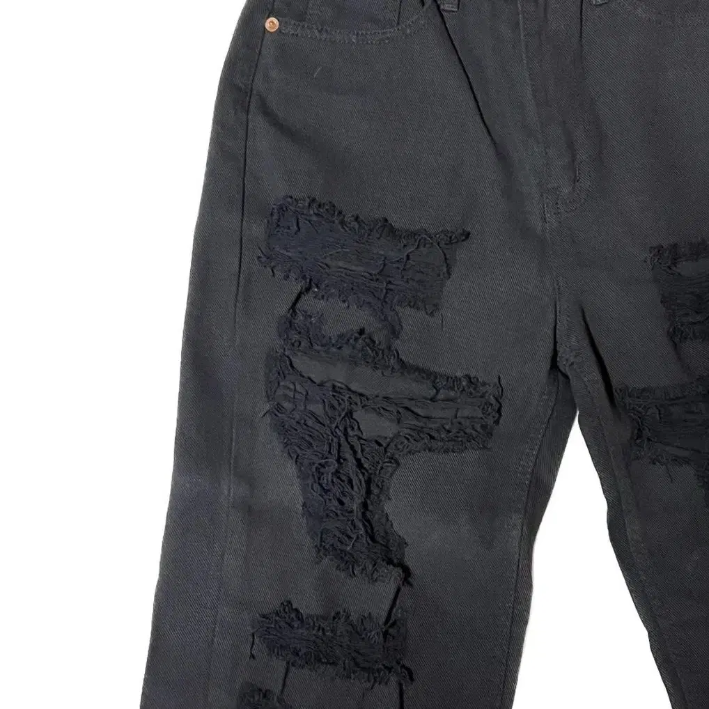 black damage cotton pants