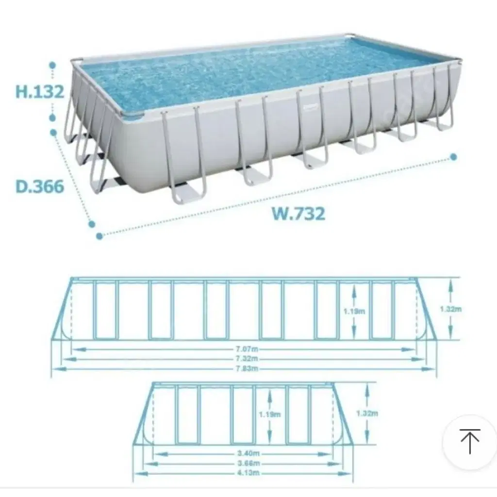 물탱크 겸용 수영장 가로*세로*높이 3.66m x 7.32m